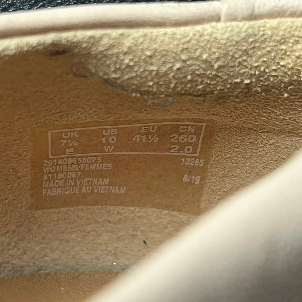Clarks Unstructured Un Blush Cove Nude Leather Block Heel Pumps 10W Minimalist